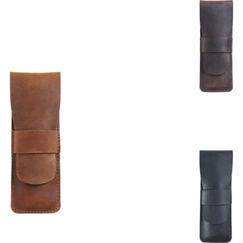 Handmade Leather Pencil Storage Bag Cowhide Fountain Pen Case Holder Vintage Retro Accessories for Travel Journal