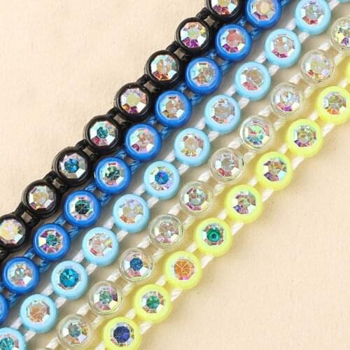 Taidian ss8 Plastic Cup Rhinestone Chain Black rhinestone trim roll glass rhinestone Banding 10yards/lot