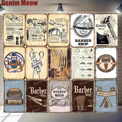 Vintage Cuts Shaves Plaque Shabby Chic Metal Tin Signs Bar Pub Barbershop Decor Haircut Haircare Service Wall Art Posters ZSS6