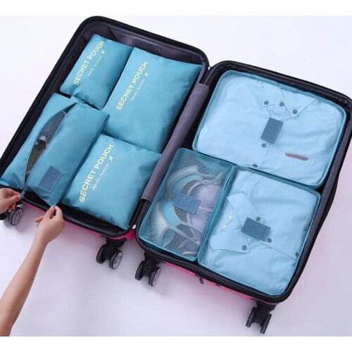 High quality fabric oxford 7 piece/set travel bag waterproof bag organizer bags packing bags padded organizer 7 pcs travel bags