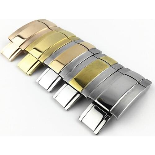 16m x 9mm Brush Polish 316L Steel Watch Band Deployment Clasp For Rol Bracelet Rubber Leather Strap Oyster Submariner