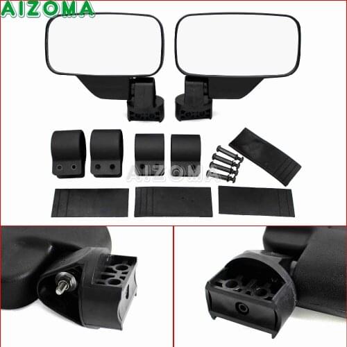 Black Side Rear View Mirror 1.75"/ 2" Roll Cage UTV Rearview Mirror Kit For Polaris Rangers/RZR Yamaha Rhino XUV HPX RSX UTVs