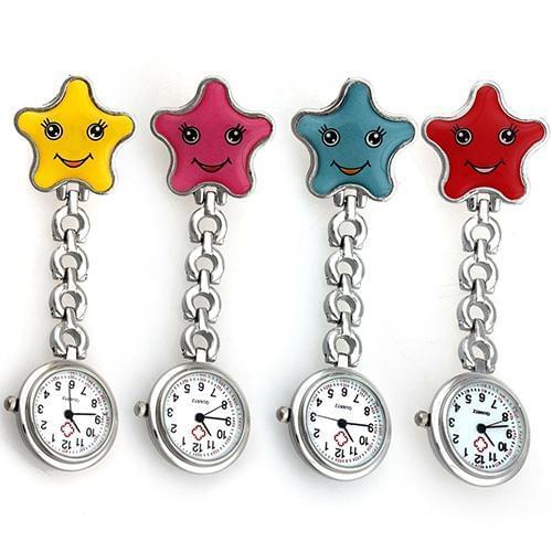 Womens dazzler Face Nurse Brooch Fob Tunic Pocket Watch Star Shape Pocket Watch