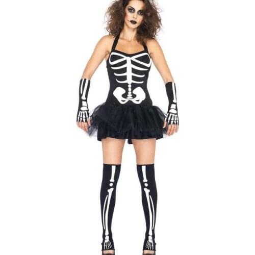 Women Halloween Bone Costume Sexy Adult Carnival Party Cosplay Costume Sexy Horrible Cosplay Clubwear Skeleton Costume For Women