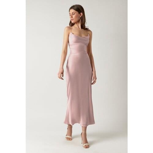 Women Sexy&Club Backless A-line Dress Sleevless Square Collr Pink Color Elegant Casual Prom Dress 2021 Autumn New Fashion Dress