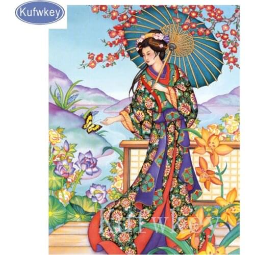 5DIY Diamond Painting,cross Stitch,Princess Fairy Of Home Decor Embroidery japanese Butterfly Girl Full Diamond Mosaic wall art