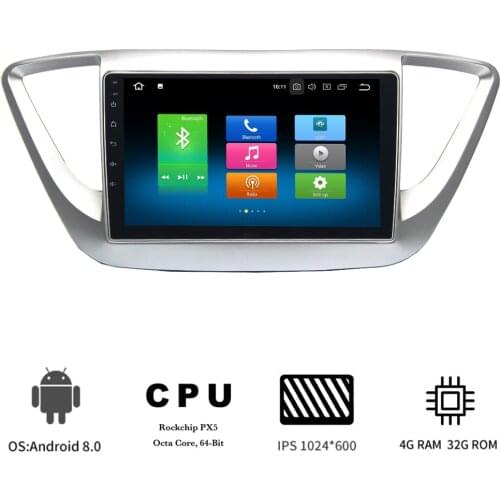 Android 9.0 Car Multimedia Player For hyundai Verna Solaris 2016 2017 2018 Car radio 9" IPS screen Octa Core 4Gb Ram 32Gb Rom