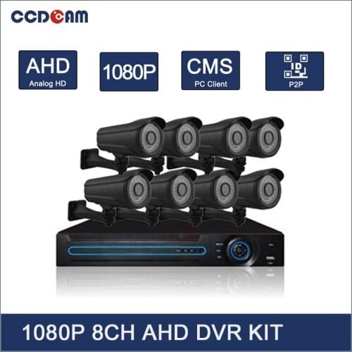 CCDCAM Full HD 1080P AHD DVR Kit 8CH DVR with 2MP AHD Camera 72 Pcs IR Led