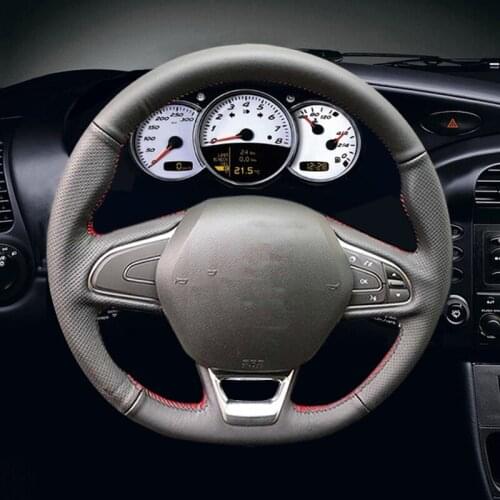 Black Artificial Leather Car Steering Wheel Cover for Renault Kadjar Koleos Megane Talisman Scenic 2016 2017