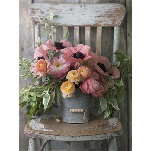 Flower Vase DIY Embroidery 11CT Cross Stitch Kits Needlework Craft Set Cotton Thread Printed Canvas Home Decoration Wholesale