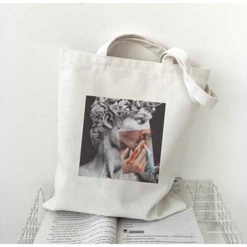 David Michelangelo Oil Painting Shoulder Bags Aesthetics Vogue Harajuku Vintage Large Shopping Bag Fun Ulzzang Women Bag Wallet