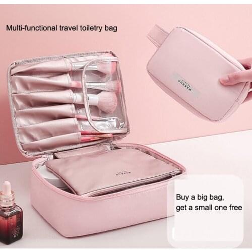 Travel Cosmetic Bag Beautician Make Up Bag Quick Makeup Bag Purse Toiletry Bag Organizer Pink Makeup Pouch Waterproof Handbag