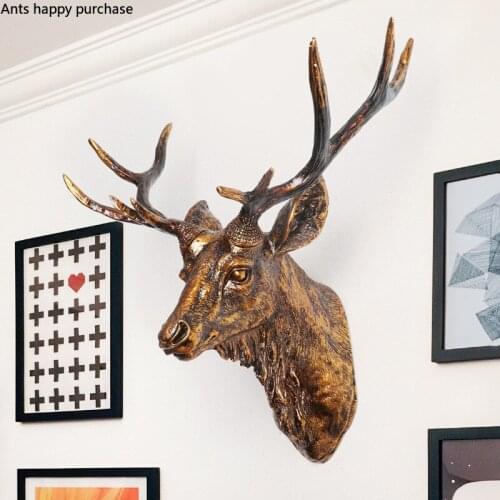 European Retro Animal Head Wall Decoration Deer Rhinoceros Sheep Resin Wall Hanging Home Hanging Decorations Crafts Ornaments