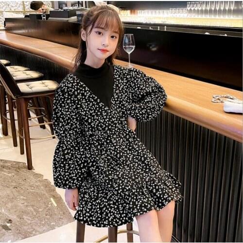 2021 Korean style girls floral dress cotton fashion autumn girls dresses 4-9years B542