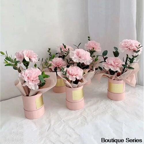 Exquisite Beautiful Florist Flower Bucket Gift Packaging Box Round Flower Paper Box Lid