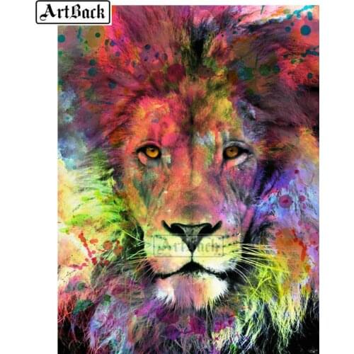 Full square drill diamond painting color lion picture 3d diy diamond embroidery animal mosaic decoration crafts kit