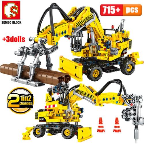 SEMBO BLOCKS City Engineering Truck Forklift Building Blocks Electric Car Construction Vehicle Bricks Toys for Children