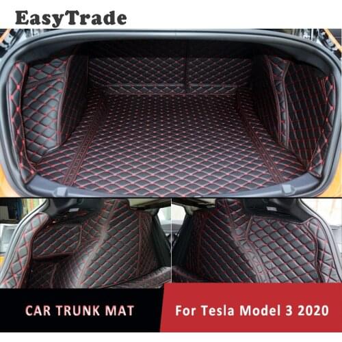 Leather Car Trunk Mats Liner Carpet Guard Protector Mat Cushion All Inclusive For Tesla Model 3 2021 Accessories 2020 Floor Mat