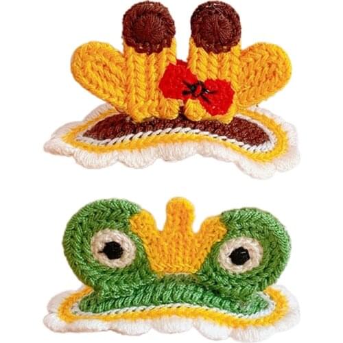 Cute Little Frog Giraffe Hairpin Clip Knitted Wool Hair Bangs Side Clips Girls Cartoon Accessories