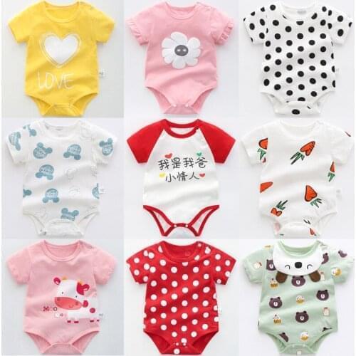 Mens and womens baby triangle Khaki summer one-piece baby newborn short sleeve summer clothes cotton climbing clothes
