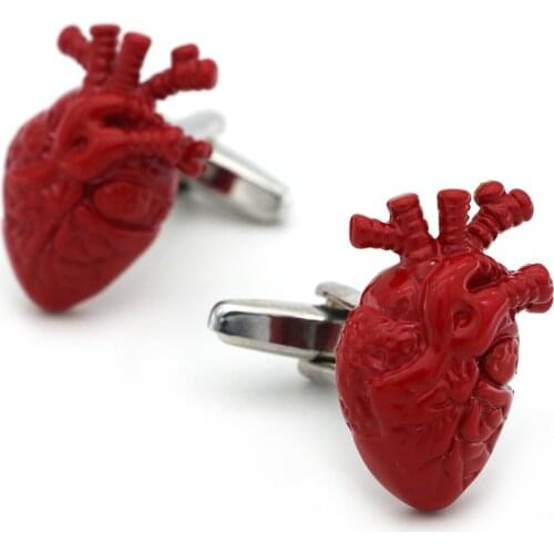 Free Shipping Mens Cufflinks Bloody Heart Design Red Color Quality Copper Cuff Links Wholesale&retail