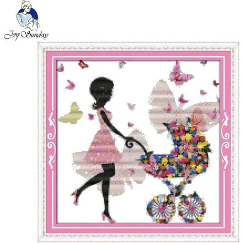 Joy Sunday Flower pretty woman Needlework Small Size Pattern Cross Stitch Embroidery Kit DIY Cross-Stitching kits Handmade Craft