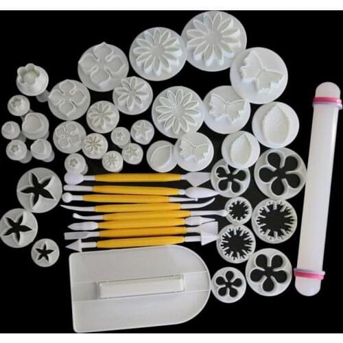 46pcs/set Delicious Fondant Cake Decorating Modelling Tools Set DIY Sugarcraft Cake Decorating Fondant Cutters Tools