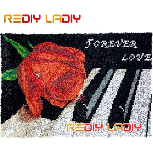 Latch Hook Rug Kits Forever Love Plush Wall Tapestry DIY Carpet Rug Thick Yarn Arts Cushion Crochet Floor Mat Home Decor Giftss