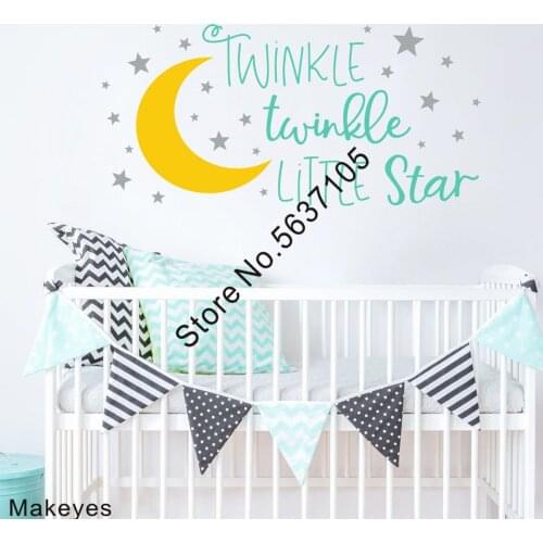 Makeyes Twinkle Twinkle Little Star Wall Stickers Home Art Design Wall Decals Baby Good Night Wallpaper Kids Bedroom Decor Q889