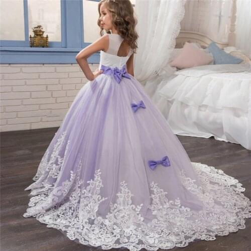 2021 New Eleagant Formal Princess Dress Children Wedding Party Pageant Long Prom Gown Kids Dresses for Girls Size 6-14 Years