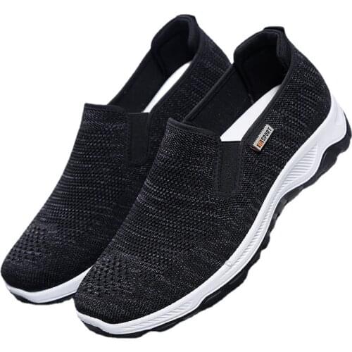 2021 Spring Autumn New Fashion Mens Casual Shoes Breathable Mesh Slip-on Flat Boat Shoes with Platform Suitable for Climb