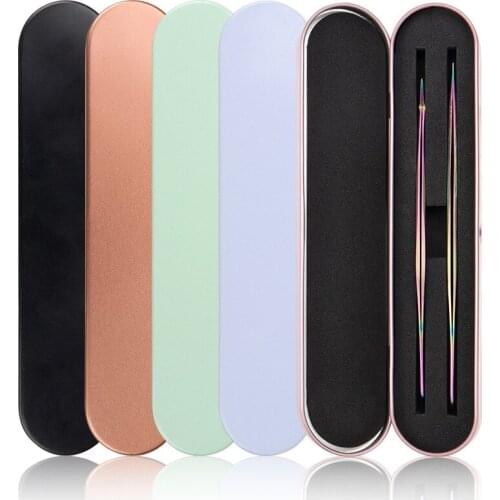 Wholesale 2 Slots Eyelash Tweezer Storage Box Lash Tweezers Case Protective Brushes Pencil Eyeliner Eyelashes Tool Makeup Bag