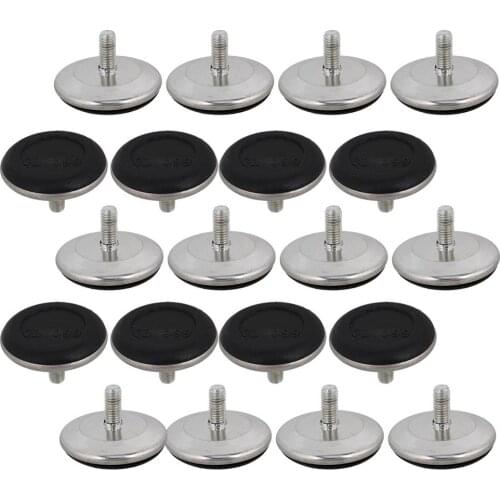Black 50mm Dia Base M8 x 20mm Adjustable Furniture Leg Table Leveling Feet Pad Pack of 20