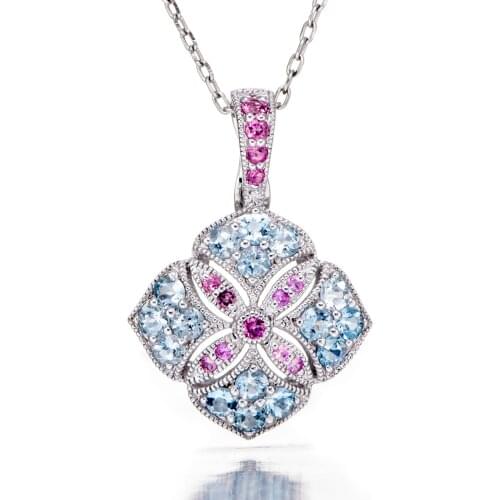 Garnet and Sky Blue Topaz Rhodium Over Sterling Silver 2.97ctw