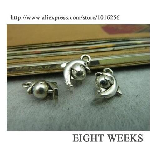 Zinc alloy pendant jewelry accessories diy handmade material charms dolphins 6 * 10 * 15 mm