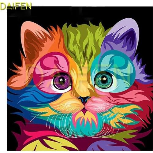 Full Square Diamond embroidery Cartoon color cat Full Round Diamond mosaic Cartoon color cat DIY3D Diamond painting Cross stitch