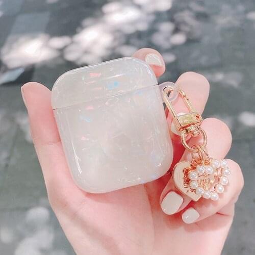 Fundas luxury Pearl conch shell For AirPods PRO 3 cute case AirPods 2 Keychain Pendant silicone Earphone Case Air Pods2
