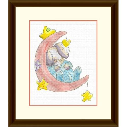 Hand Embroidered Hanging Painting Cross Stitch Kit Precision Printing XT9 Cute Cartoon Dreamy Little Rabbit Childrens Bedroom