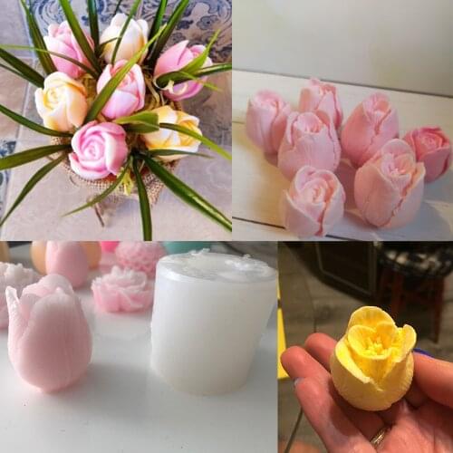 3D Tulip Flower Candle Silicone Mould for Diy Plaster Craft Handmade Flower Mould Chocolate Cake Making Supplies Home Decoration