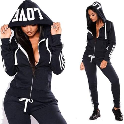 2021 Spring Tracksuit Women 2 Piece Set Print Hoodies+Pants Sportwear Womens Sports Suit Hooded Zippers Sweatshirt Set Female