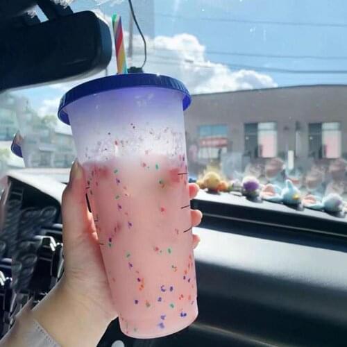 700ml Water Cup Eco-friendly Large Capacity PP Color Changing Drinking Cup for Home Tumbler Matte Finish Reusable Plastic Cups