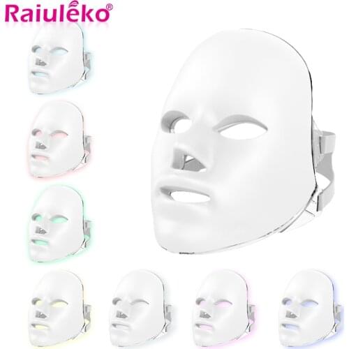 Light Skin 7 Color LED Mask For Face Neck Spa Anti Wrinkle Acne Removal Neck Skin Rejuvenation Photon Therapy Machine Beauty