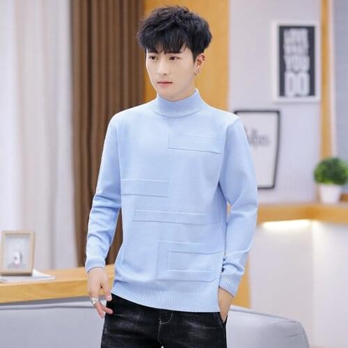 Pink Sweater Men White Yellow Pullovers Red Black Red Autumn Leisure Long-sleeved Sleeve High Colla Mens Sweaters Solid