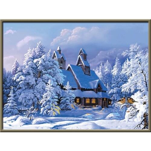 Tree Landscape Printed Fabric 11CT Cross-Stitch Embroidery Patterns DMC Threads Hobby Handicraft Craft Painting Needle Gift