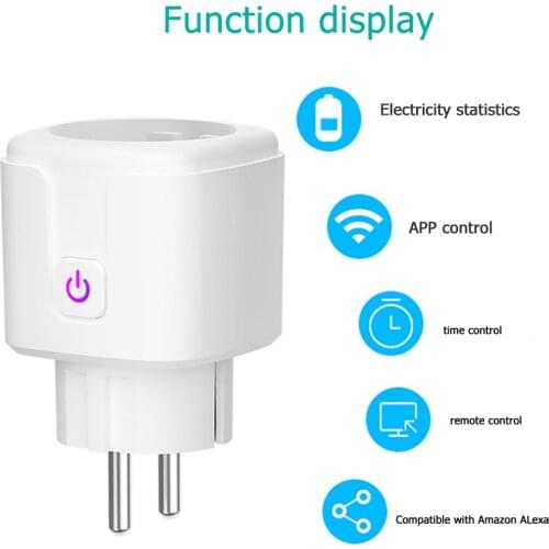 WiFi Smart Plug Socket EU 16A Power Energy Monitor Timing Function Tuya SmartLife APP Control Works With Alexa Google Assistant