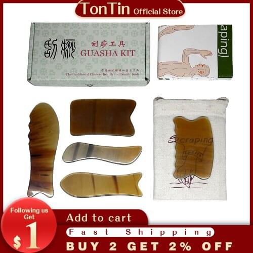 Tontin High Quality Thickening Yellow Ox Horn Beauty Salon Tool Guasha Scraping slimming face plate