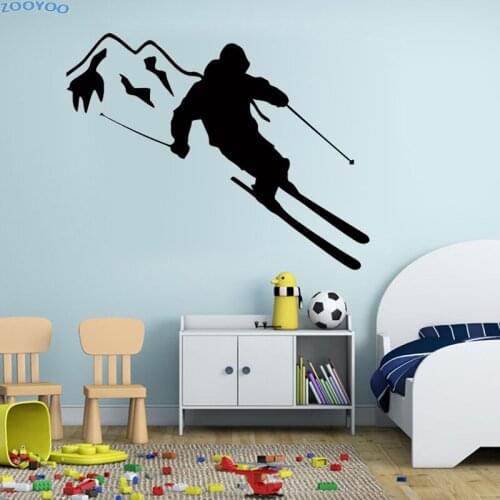 ZOOYOO Skier Skiing Wall Sticker Extreme Sport Home Decor Living Room Decoration Removable Wall Decals For Children Kids Room
