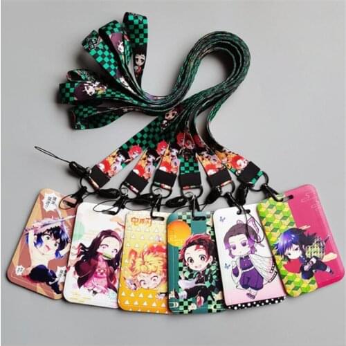 1 Set Demon Slayer Lanyard Card Cases card Necklace Ribbon ID Cards Holders Neck Straps Cartoon Necklaces for Unisex jewelry