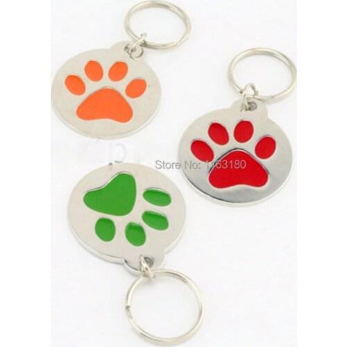 1000 pcs/lot Hot new big dog pet dog tag 3.2CM diameter footprints dog identity card metal scarf