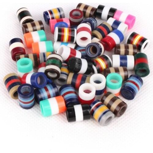 20 Pcs/set Colorful Transparent Resin Dreadlock Beads Stripes Pattern Hair Braid Dread Cuff Clip Braiding Styling Tool